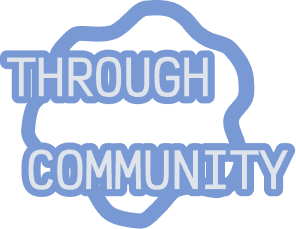 Through Community — character illustration in powder blue